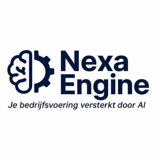 NexaEngine logo met slogan "Je bedrijfsvoering versterkt door AI"